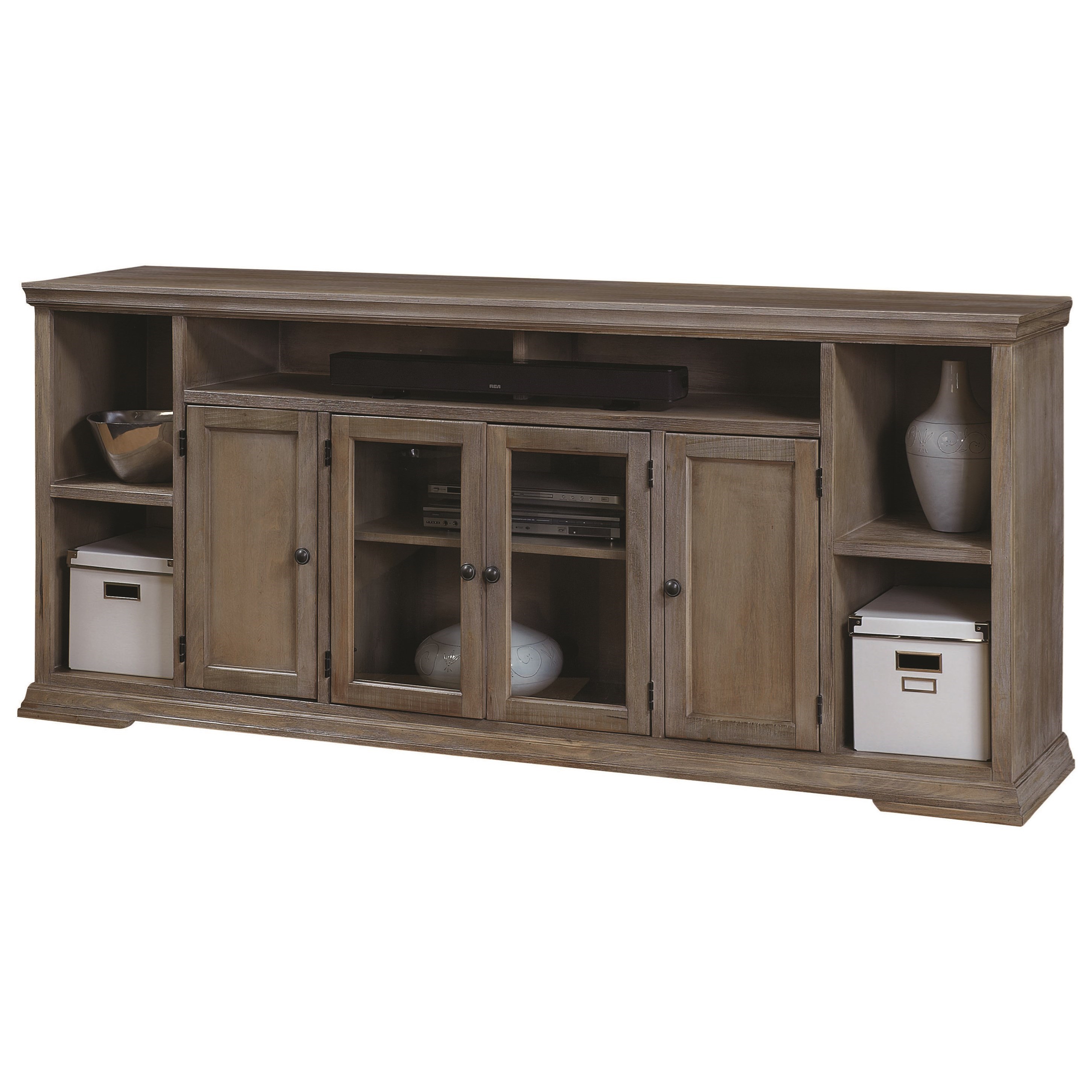 Aspenhome Canyon Creek 84Inch TV Console with 4 Doors and Open Shelf